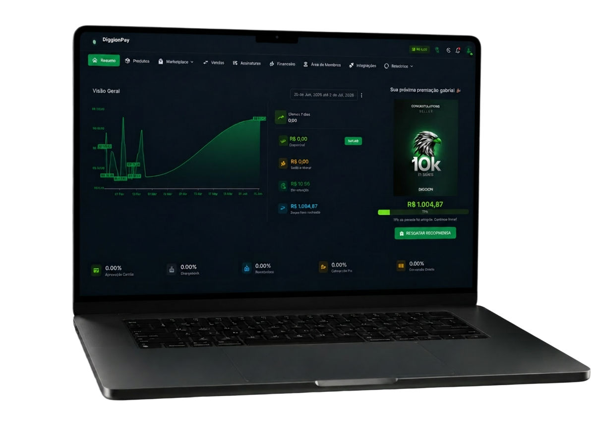 Dashboard DiggionPay no MacBook